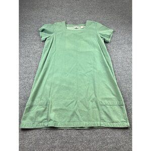 Orvis 100% Cotton Shift Dress Women’s L Green Square‎ Neck